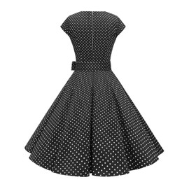 Dressystar Women's Vintage 1950s 50s Retro Theme Party Cospaly Club Cocktail Dress 60s Rockabilly Prom 1956LDBlackWhiteDotA XS