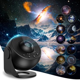 Macchiatto Starry Sky Projector, Planetarium Projector Lamp with 13 Planet Discs, LED Starry Sky with Timer, Galaxy Projector for Room Decor, Star Projector for Children Adults Black