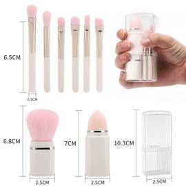 8 in 1 Makeup Brushes Set Cosmetic Brushes Including Eyeshadow Brush Lip Brush Face Brush Foundation Brush Powder Puff Convenient for Go Out Daily Makeup - White
