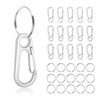 15 Set Key Ring Keychain Carabiner Clip 3/4" O-Ring Sring Snap Key Chain Hooks for Flashlight Keys Lanyard (Silver)