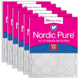 Nordic Pure 25x25x1 (Actual Size: 24 1/2 x 24 1/2 x 3/4) Tru Mini Pleat MERV 11 AC Furnace Air Filters – 2.5X More Media for Extended Durability & Superior Filtration - 6 Pack