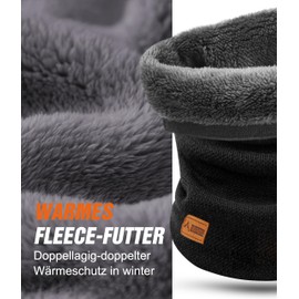 FORVEVO Winter Neck Tube for Men and Women, Tube Scarf with Fleece Lining, Scarf Neck Warmer Men, Thermal Neckerchief, Windproof Loop Scarf, black
