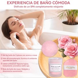 13Pzs Regalos de Cumpleaños para Mujeres, Canasta de Spa Relajante de Mujer  Paquete de Cuidado Personal con Flores de Jabón en Forma de Corazón para 