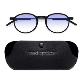 Read Optics Blue Light Glasses for Computers, Gaming and Mobile Phones to Avoid Eye and Headaches - Flat Folding Glasses with Protective Case, Black / Blue Block Lens / Round