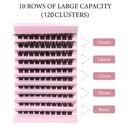CNMTCCO Lash Clusters, 120Pcs DIY lash Extenisons 8-16MM D Curl Fluffy Individual Natural Wispy Lashes Reusable Eyelash Extension at Home (Fluffy)