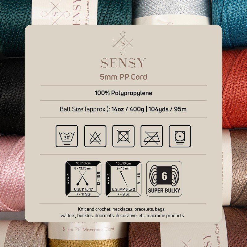 S SENSY Premium 5 mm 104 Yards Polyester Rope 100%