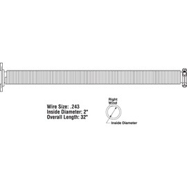 Prime-Line GD 12232 Garage Door Torsion Spring, 0.243 in. x 2 in. x 32 in., Yellow Painted End, Right-Hand Wind (Single Pack)
