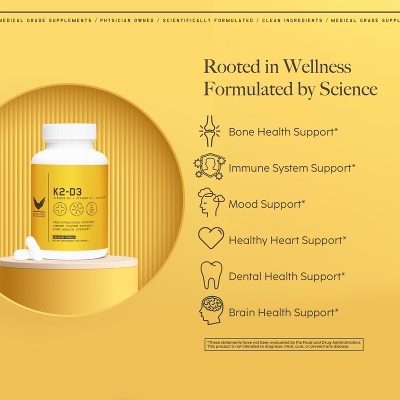 High Level K2-D3, Vitamin K2 Supplement, Dual Action Support Complex