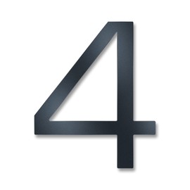 Metzler Modern House Number Made of Solid Steel – Modern Font – Fine Structure Powder Coated Anthracite RAL 7016 – Includes Mounting Material – Height 20 cm – Number 4