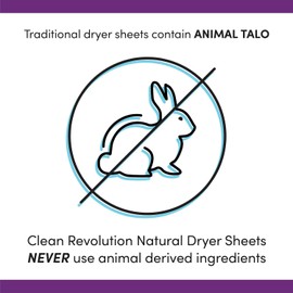 Clean Revolution Natural Fabric Softener Dryer Sheets, 80 Sheets, 160 Loads, Seaside Lavender, Naturally Derived, Sensitive Skin Safe, Made in the USA