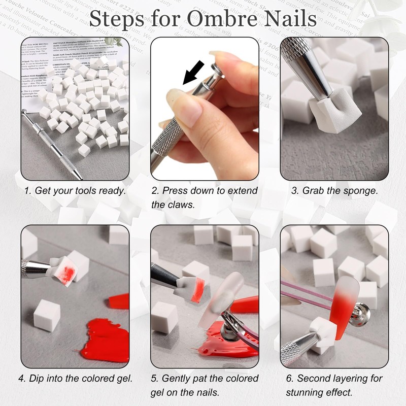 SUTOKAKA 100Pcs Mini Nail Sponges with 6Pcs Triangle Makeup Beauty