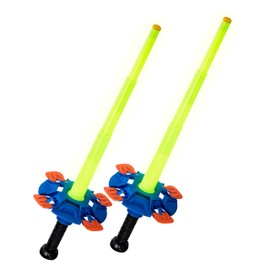 Nerf Duel Swords Set - Retractable Swords with Glow in the Dark Feature - Integrated Knockdown Targets - Kids Fencing Game, Green, Blue, Orange