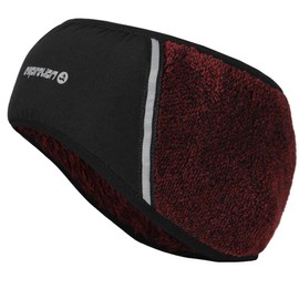 EMPIRELION Original Luxurious Plush Fleece Headband, Soft Running Ear Warmer Forehead Windproof Protection Reflective Gear Dark Red