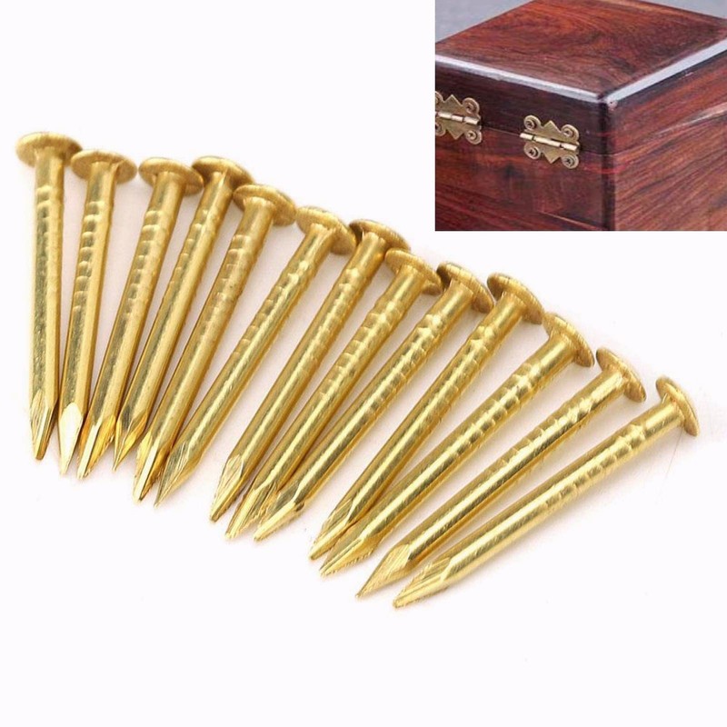 100Pcs Brass Tacks Nails Multi-Sizes Brass Nails Hardware Small Copper