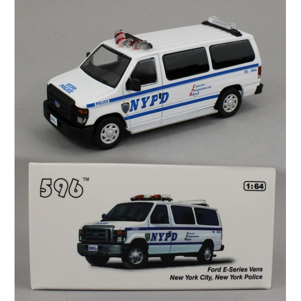 596 1:64 *596 DIECAST* NYPD Ford E-Series E-350 Police Van