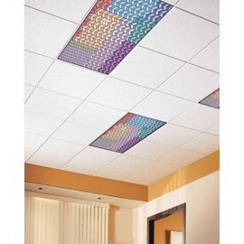 TOUBE 1 Pack Fluorescent Light Covers Bright Colored Abstract Geometric Texture Magnetic Light Cover Fluorescent Light Shade Panel Ceiling Magnetic Light Filters for Home Drop Ceiling, 4 x 2 Feet