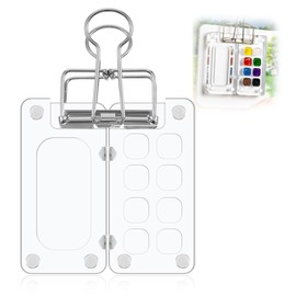 Mini Palette, Travel Set, Mini Watercolour Set, Portable Watercolour Palette Travel Set, Suitable for Watercolour, Gouache and Acrylic Painting, Watercolour Box for Artists, Students, 8 Grid Palettes