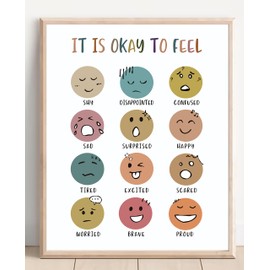 It Is Okay To Feel Print, Positive Motivational Wall Decor, Boho Classroom Decor, Teacher Gifts, Signs for Teachers, Classroom Wall Decor, Class Room Welcome Sign, Classroom Poster - Unframed(11X14