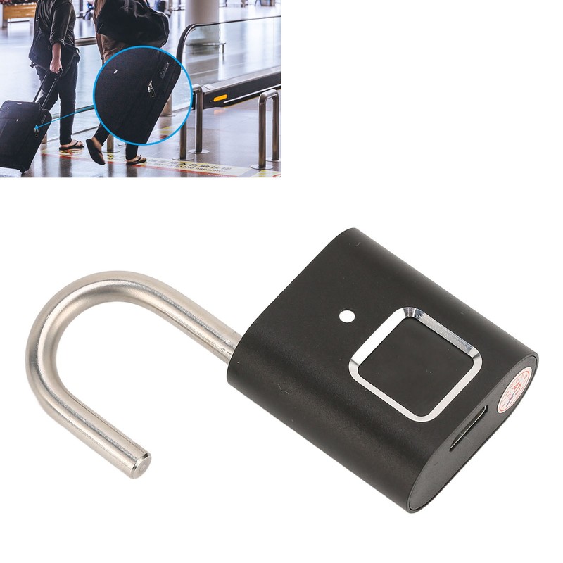 Smart Keyless Fingerprint Padlock Waterproof Biometric Prevent Theft Rechargeable USB
