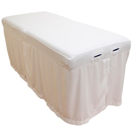 Microfiber Massage Table Skirt by Body Linen - Massage Table Bed Skirt to Fit Standard Size Massage Tables - Lightweight, Super Soft and Stain-Resisting - White