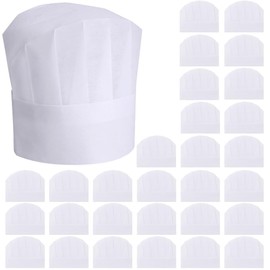 Yeios 30 Pack Chef Hat for Kids for Adults Adjustable Kids Chef Hat Disposable Chef Hats DIY Chef Hats Bulk for Cooking,Baking,Party,Activity,Pizza Party 7.9inch Tall White