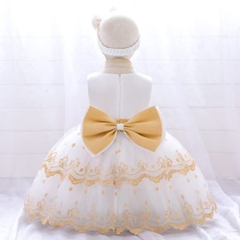 TUIJI White Baptism Dresses for Girls Christening Dresses for Baby Girl White Wedding Dresses Infant White Dresses for Baby Girls White Gold 80