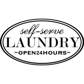 SELF Serve Laundry Open 24 Hours Wall Decal Laundry Stickers Removable Wall Stickers Laundry Room Decoration Wallpaper 23 X 15 in