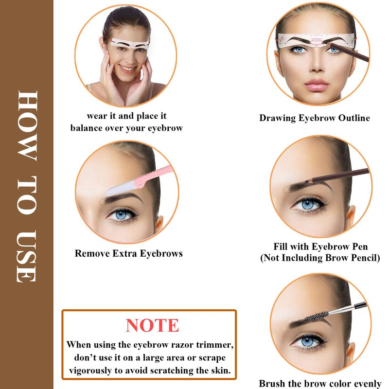 Teuvo Eyebrow Stencils Set for Beginners, 12 Styles with Eyebrow
