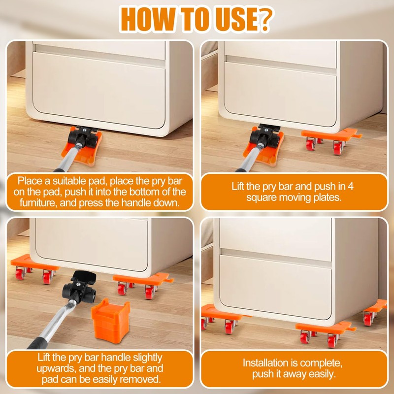 Heavy Duty Furniture Dolly 360° Rotating 4 Wheels, Furniture Movers