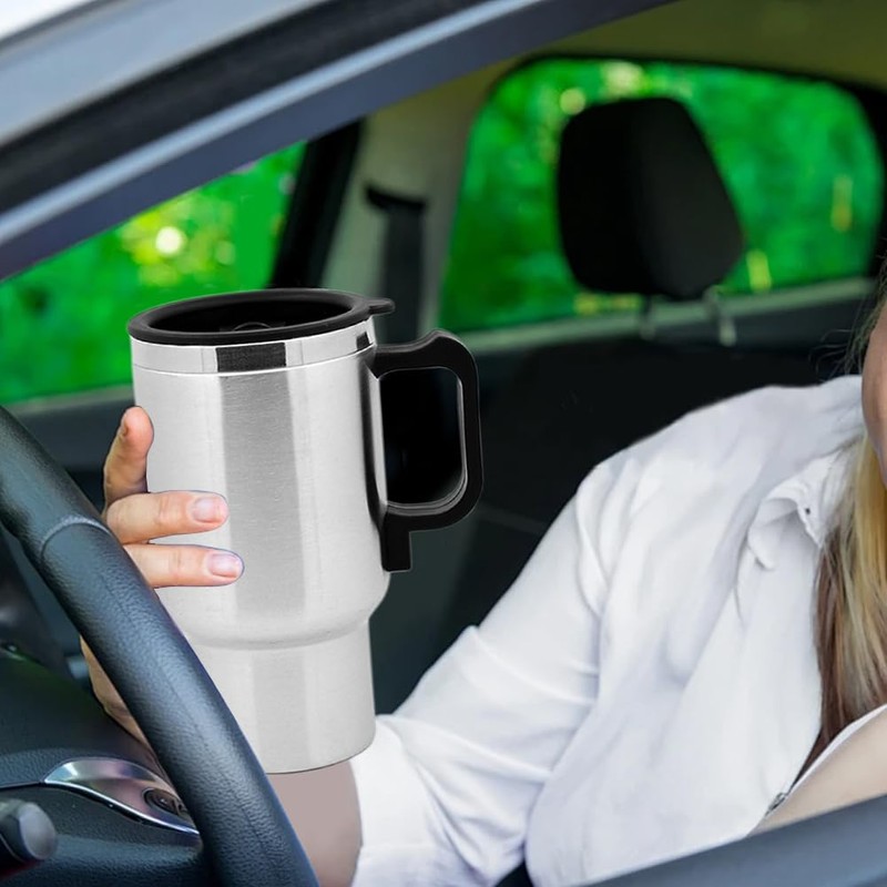 Glomora 12V Car Heating Cup, 300ml Stainless Steel Travel Electric