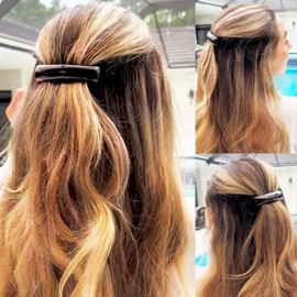 Camila Paris CP3018 French Hair Barrette Clip for Girls, Tortoise Shell, Rubberized Metal Clasp Strong Hold Grip Hair Clips for Women, No Slip Durable Styling Girls Hair Accessories, Made in France