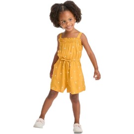 Cat & Jack Baby Girls' & Toddler Girls' Woven Romper - (Mustard Yellow Polka Dots, 5T)