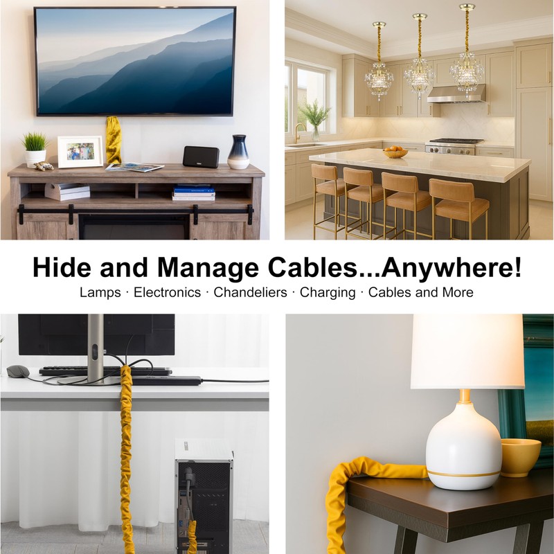 Chandelier Chain Covers 2 Pack Gold Cable Covers 70.8 inches