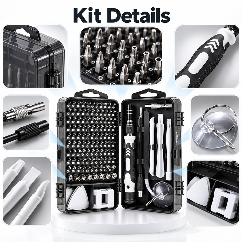 115-Piece Multi-Functional Screwdriver Kit – Precision Screwdriver Set with Interchangeable
