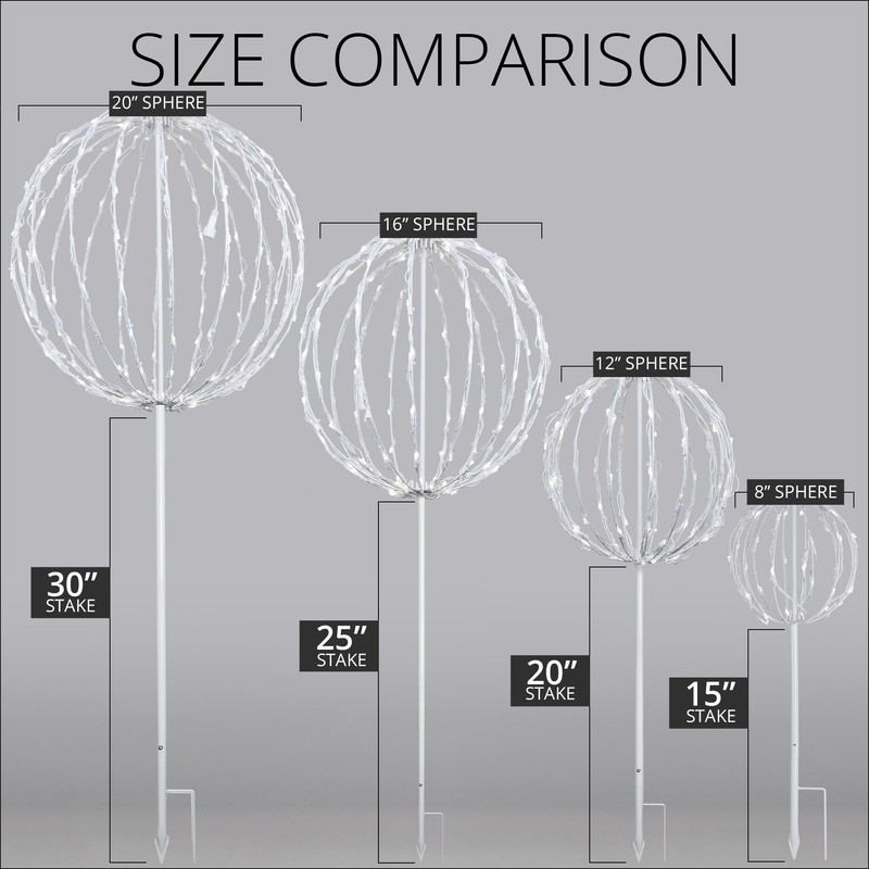 LED Light Ball Indoor-Outdoor Christmas Lighted Sphere Balls Party Decorations,