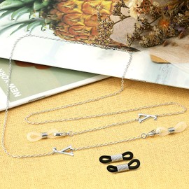 SEA OF ICE Initial Alphabet Letters Mask Lanyard Chain Necklace Holder and Hanging Eyeglass Chain. (Silver, Letter-Y)