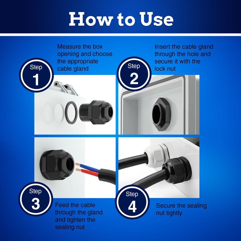 New Age America® 50pcs PG Cable Glands Kit KableLock™ |