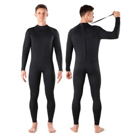 Niksa Men Wetsuit 3/2mm, SBR Neoprene Full Wet Suit YKK Back Zip for Surfing Swimming Diving Water Sports