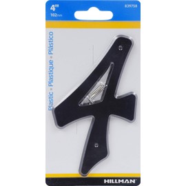Hillman 839758 Black House Number 4, 4-Inch Nail Plastic