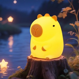 loatme Night Light for Kids, Rechargeable Dimmable Silicone LED Nightlight, Baby Nursery Night Lamp, Touch Squishy Lamp, Cute Gifts for Girls, Boys, Toddler Room Decor, Capybara
