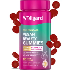 Wellgard Vegan Skin Hair and Nail Vitamins Gummies - Beauty Gummies with Biotin, Zinc, Vitamin A, Selenium, Hair Skin Nails Gummies