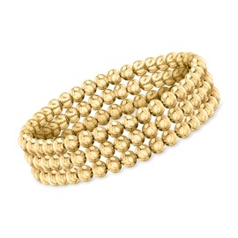 Ross-Simons Italian 5mm 18kt Gold Over Sterling Jewelry Set: 3 Bead Stretch Bracelets. 8 inches