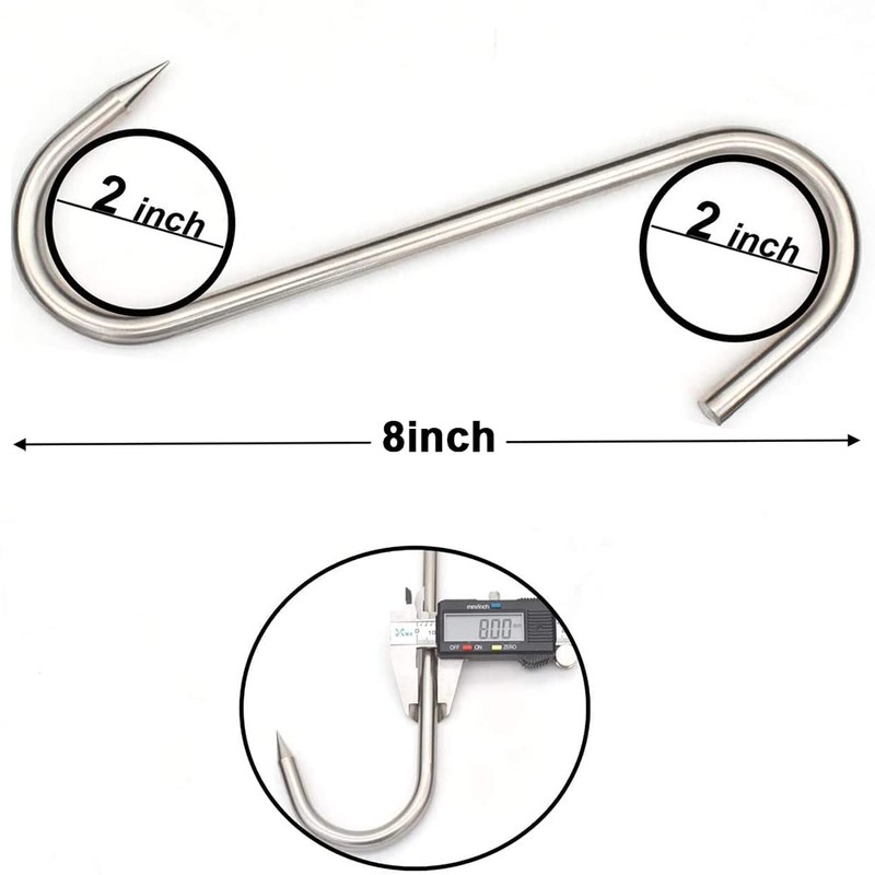 Grizef S-Hook Meat Hook, Heavy Duty Stainless Steel 200mm x