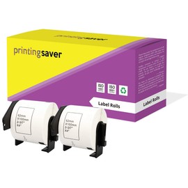 Printing Saver 2 DK-11202 Continuous White Address Labels Compatible with P-Touch QL-1050 1050N 1060N 500A 500BS 500BW 560VP 560YX 580 580N 650TD Brother Label Printers (62mm x 100mm)