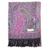 Plum Feathers Tapestry Ethnic Paisley Pattern Pashmina Scarf Black Pink