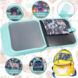 Qrytoi Erasable Doodle Set for Kids - Magic Drawing Book With 12 Watercolor Pens, 14 Page Reusable Book, Road Trip Car Game Writing Painting Set for Boys and Girls (Sheep)