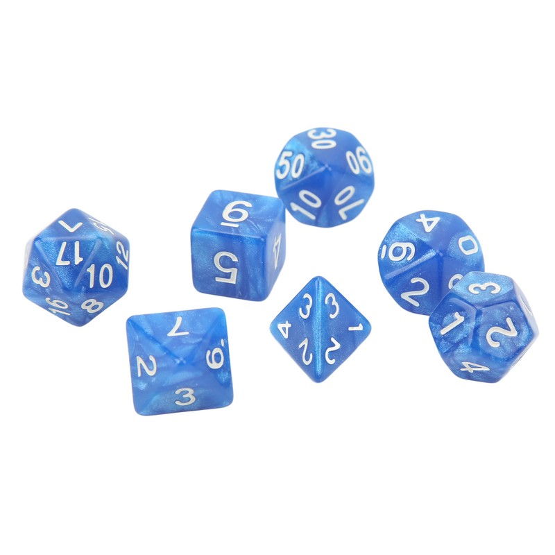 35Pcs Plastic Dice Kit Pearl Pattern White Numbers Polyhedral Dices