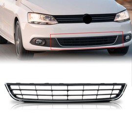 KARPAL Front Lower Bumper Grille w/Chrome Molding Trim Compatible with 2011 2012 2013 2014 Volkswagen Jetta, Replace 5C6853671RYP VW1036120