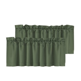 H.VERSAILTEX 2 Panels Blackout Curtain Valances for Kitchen Windows/Bathroom/Living Room/Bedroom Privacy Decorative Rod Pocket Short Window Valance Curtains, 52" W x 18" L, Bronze Green