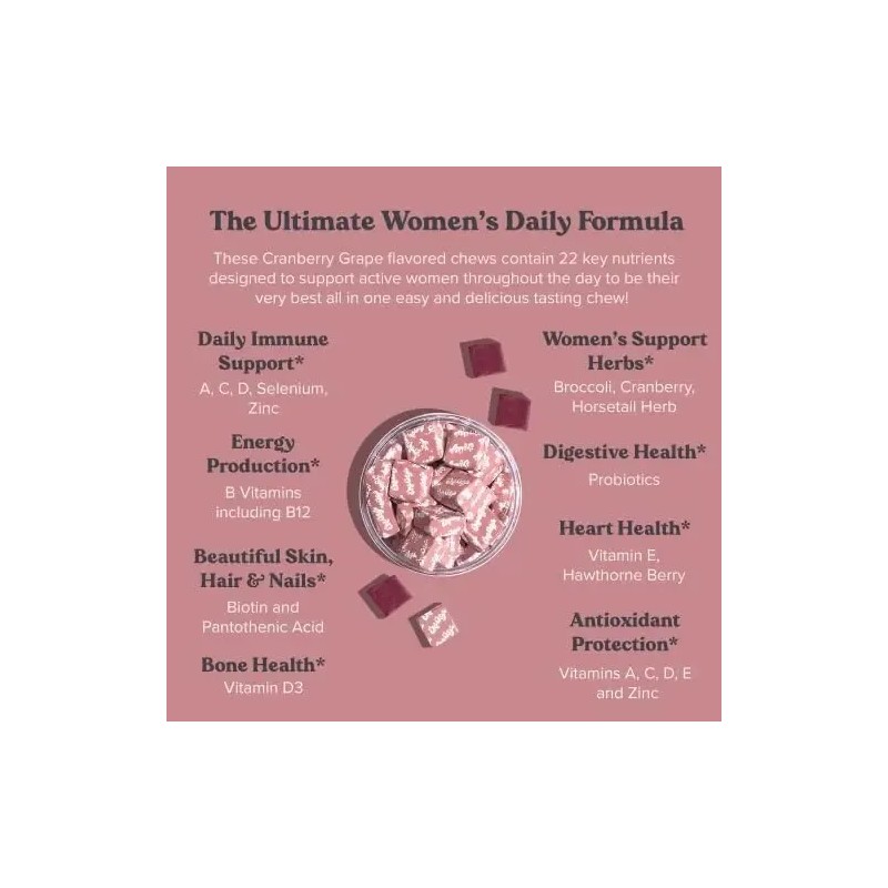 Masticables Multivitamínicos Chewsy Para Mujer Womens Multivitamin Chews, Immune Support,
